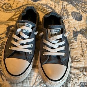 Converse sneakers, blue, elastic back slip on’s, great condition